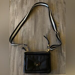 Stella & Dot Black Crossbody Bag with Silver Accents